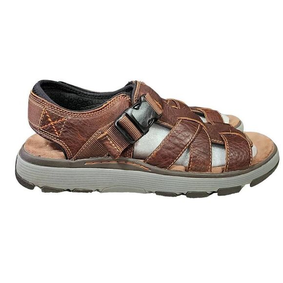 Clark\'s Unstructured Men\'s Brown Leather Un Trek Cove Sandals Size 12